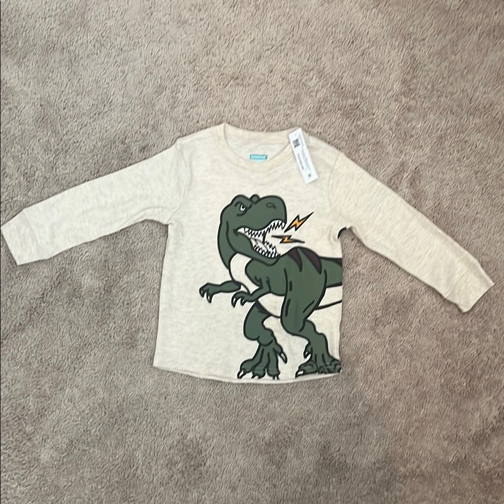Dinosaur Print Kids Shirt - Cream (3T)
